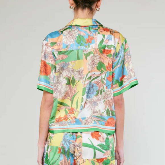 NWT Current Air Border Print Floral Block Shirt - Picture 3 of 8